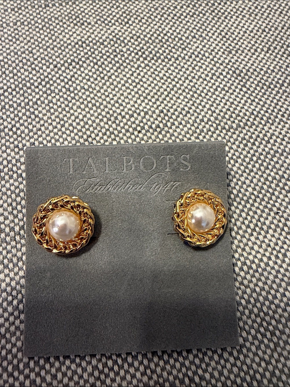 Talbots Gold Rope-Frame Pearl Center Studs